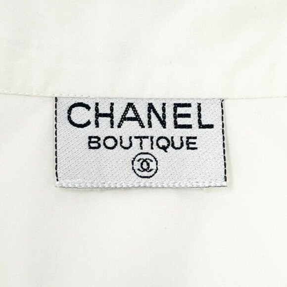 CHANEL Vintage CC Mark Logo Button Up Sleeveless Shirt Top White Gold [105371] - Picture 12 of 12